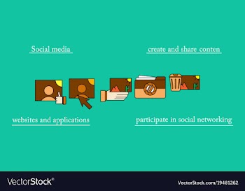 Social media icons in speech bubbles with group vector image