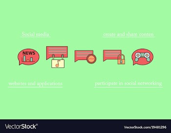 Social media icons in speech bubbles with group vector image
