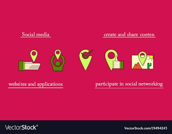 Social media icons in speech bubbles with group vector image