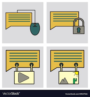 Social media icons in speech bubbles with group vector image