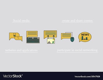 Social media icons in speech bubbles with group vector image
