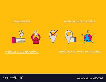 Social media icons in speech bubbles with group vector image