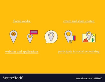 Social media icons in speech bubbles with group vector image