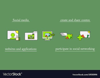Social media icons in speech bubbles with group vector image