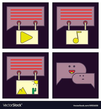 Social media icons in speech bubbles with group vector image