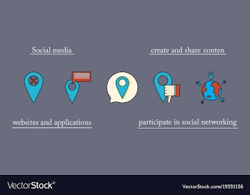 Social media icons in speech bubbles with group vector image