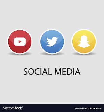 Social media icons youtube icon and twitter icon vector image