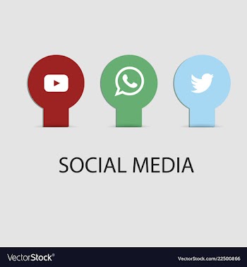 Social media icons youtube icon and twitter icon vector image