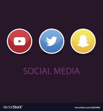 Social media icons youtube icon and twitter icon vector image
