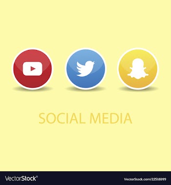 Social media icons youtube icon and twitter icon vector image