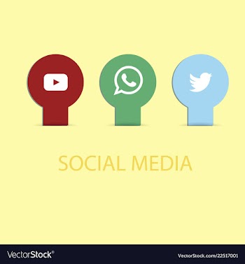 Social media icons youtube icon and twitter icon vector image