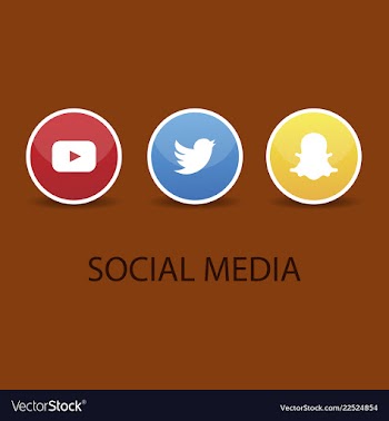Social media icons youtube icon and twitter icon vector image