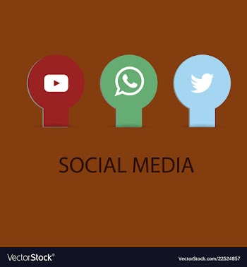Social media icons youtube icon and twitter icon vector image