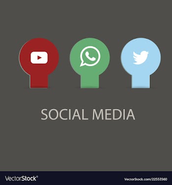 Social media icons youtube icon and twitter icon vector image