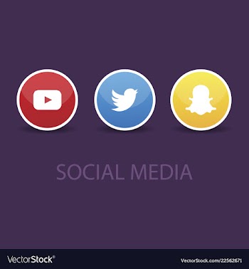 Social media icons youtube icon and twitter icon vector image