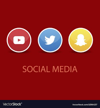 Social media icons youtube icon and twitter icon vector image