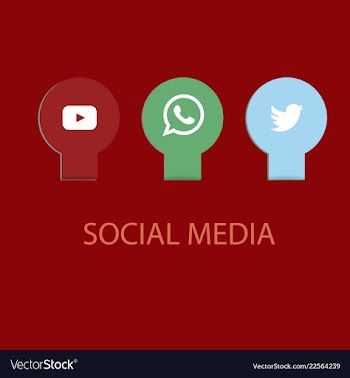 Social media icons youtube icon and twitter icon vector image