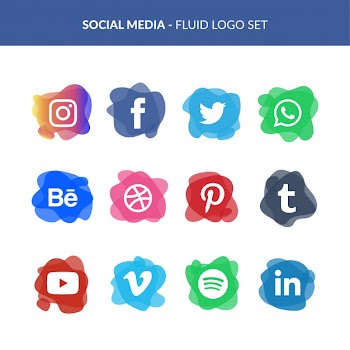 Social media logo set in fluid style Free Vector