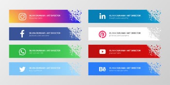 Social media lower third collection with broken shapes Free Vector