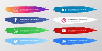 Social media lower third collection with paint splashes Free Vector