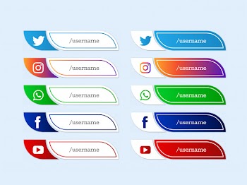 Social media lower third modern icons collection Free Vector