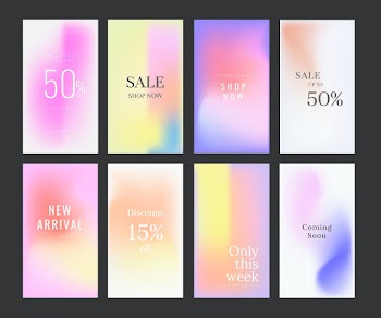 Social media marketing banner vector set colorful background