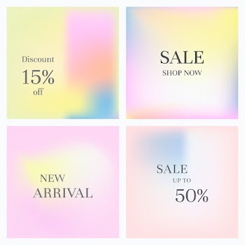 Social media marketing banner vector set gradient pastel background