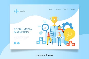 Social media marketing landing page template Free Vector
