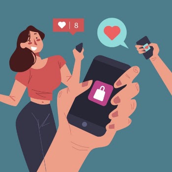 Social media marketing mobile phone illustration Free Vector
