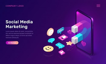 Social media marketing, viral mms isometric Free Vector