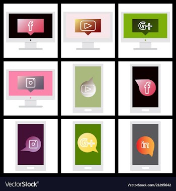 Social media network background with circles and vector image
