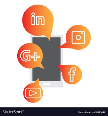 Social media network background with circles and vector image