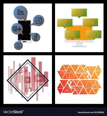 Social media network background with circles and vector image
