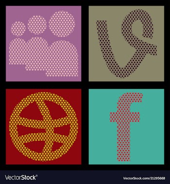 Social media network background with circles and vector image