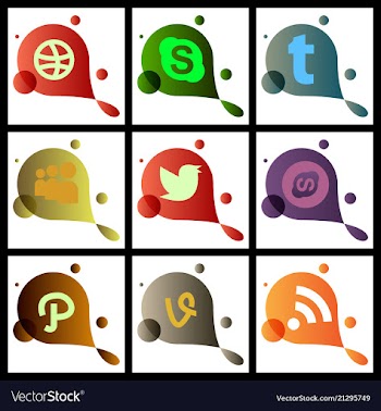 Social media network background with circles and vector image
