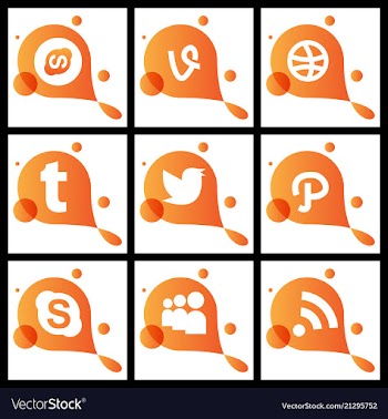 Social media network background with circles and vector image