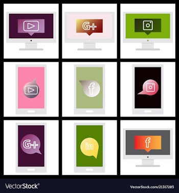 Social media network background with circles and vector image