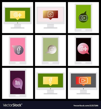Social media network background with circles and vector image