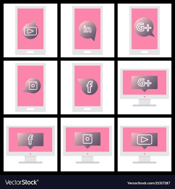 Social media network background with circles and vector image