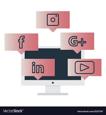 Social media network background with circles and vector image
