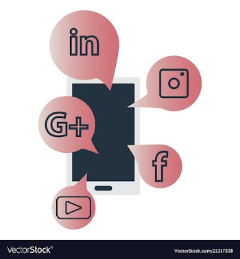 Social media network background with circles and vector image