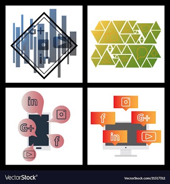 Social media network background with circles and vector image