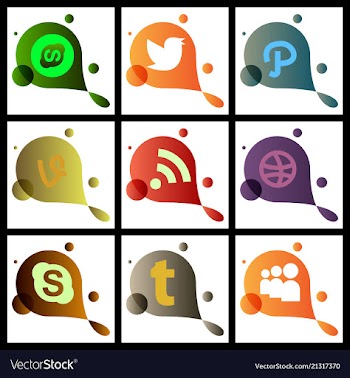 Social media network background with circles and vector image