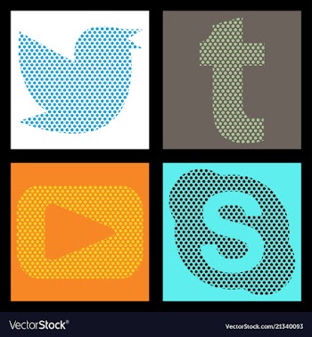 Social media network background with circles and vector image
