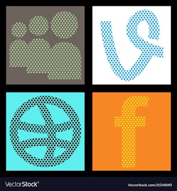 Social media network background with circles and vector image