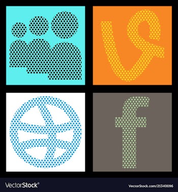 Social media network background with circles and vector image