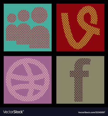 Social media network background with circles and vector image
