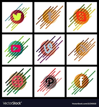 Social media network background with circles and vector image