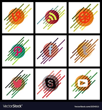 Social media network background with circles and vector image