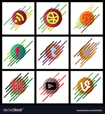 Social media network background with circles and vector image